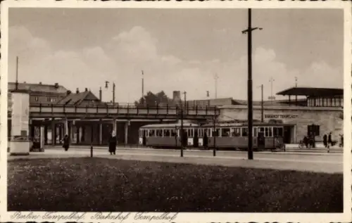 Ak Berlin Tempelhof, Bahnhof Tempelhof, Straßenbahn
