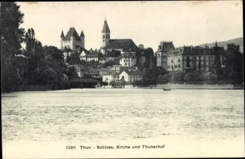 Ak Thun Kanton Bern Schweiz, Schloss, Kirche, Thunerhof