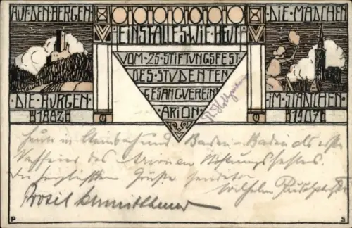 Studentika Ak Steinbach Baden Baden, Gesangsverein, 1907