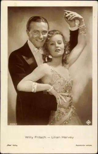 Ak Schauspielerin Lilian Harvey, Schauspieler Willy Fritsch, Portrait