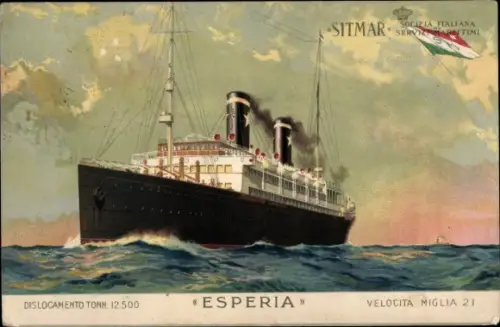 Künstler Ak Piroscafo Esperia, Passagierdampfer der SITMAR