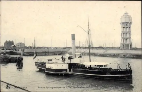 Ak Zeebrugge Westflandern, Bateau hydrographique de l'Etat Neerlandais