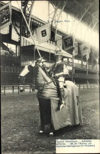 Ak Bruxelles Brüssel, 75e anniversaire, Grand Tournoi historique, Adolphe de Cleves, Ritter, Pferd