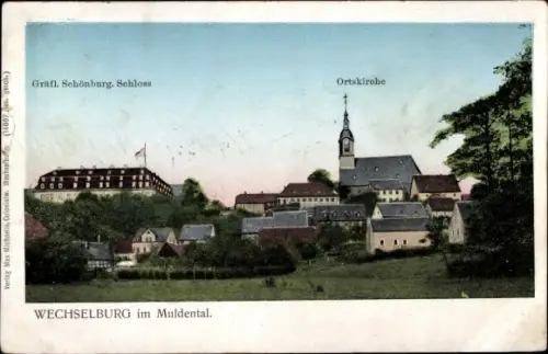 Ak Wechselburg in Sachsen, Gräfl. Schönburg Schloss, Ortskirche