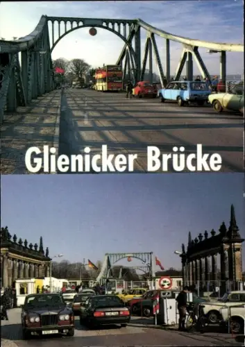 Ak Berlin Zehlendorf Wannsee, Potsdam, Glienicker Brücke, Grenzübergang, Autos