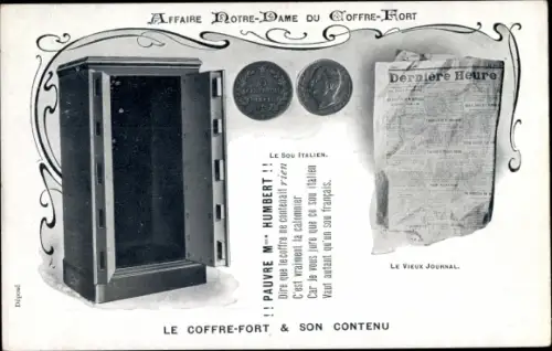 Ak Affaire Notre Dame du Coffre Fort, Affaire Humbert Crawford, Betrügerin Therese Humbert, Tresor