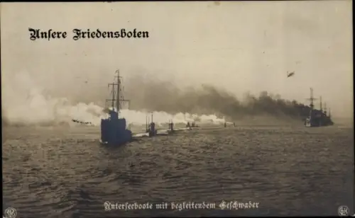 Ak Deutsches U Boot, Unterseeboote mit begleitendem Geschwader