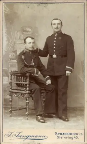 Kabinett Foto Strasbourg Straßburg Elsass Bas Rhin, Deutsche Soldaten in Uniformen