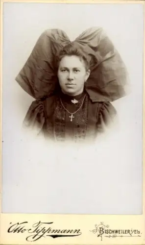 Kabinett Foto Bischwiller Bischweiler Elsass Bas Rhin, Elsässerin in Tracht