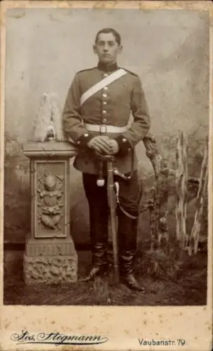 Kabinett Foto Mulhouse Mülhausen Elsass Haut Rhin, Deutscher Soldat in Uniform