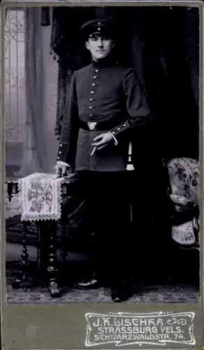 Kabinett Foto Straßburg Elsass Bas Rhin, Deutscher Soldat in Uniform