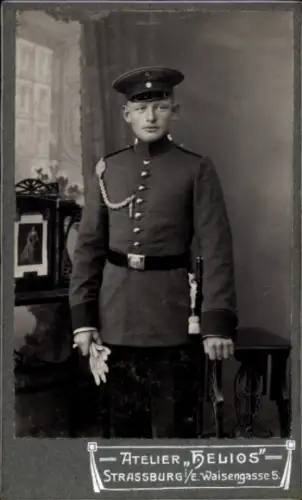 Kabinett Foto Straßburg Elsass, Deutscher Soldat in Uniform