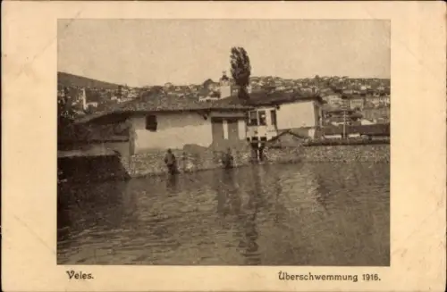 Ak Veles Mazedonien, Überschwemmung, Hochwasser 1916