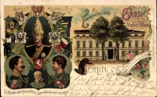Litho Großjährigkeitserklärung Friedrich Wilhelm von Preußen, Kronprinzen-Palais Potsdam