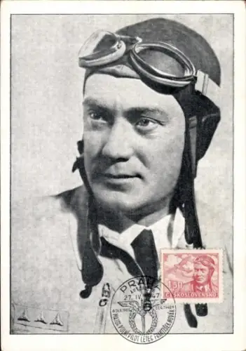 Ak Pilot Frantisek Novak, Portrait