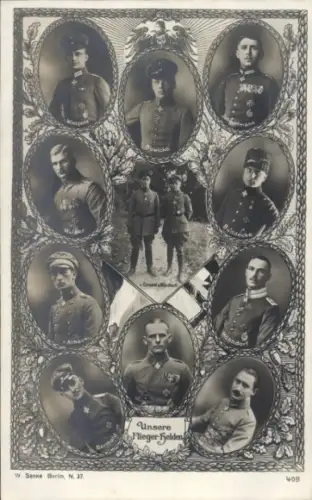 Ak Propaganda, Deutsche Flieger-Helden, Deutsche Piloten in Uniformen