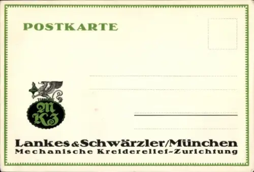 Ak München, Lankes und Schwärzler, Mechanische Kreiderelief-Zurichtung