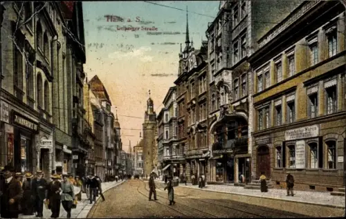 Ak Halle an der Saale, Leipziger Straße, Geschäfte, Manufakturwaren