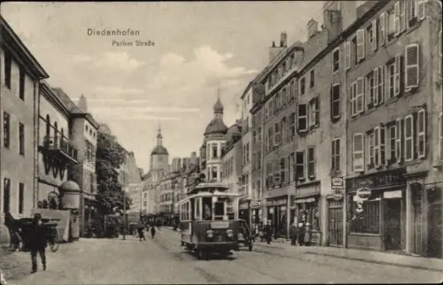 Ak Diedenhofen Lothringen Moselle, Pariser Straße, Tram