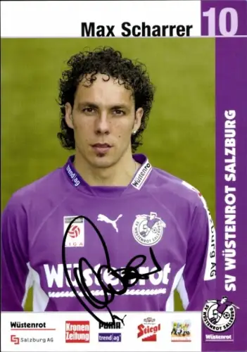 Autogrammkarte Fußballer Max Scharrer, SV Wüstenrot Salzburg, Autogramm