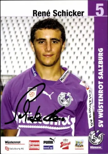 Autogrammkarte Fußballer René Schicker, SV Wüstenrot Salzburg, Autogramm