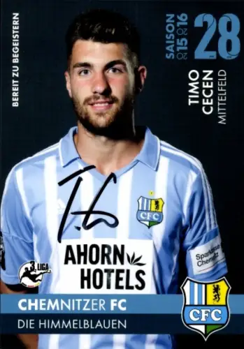 Autogrammkarte Fußballer Timo Cecen, Chemnitzer FC, Autogramm
