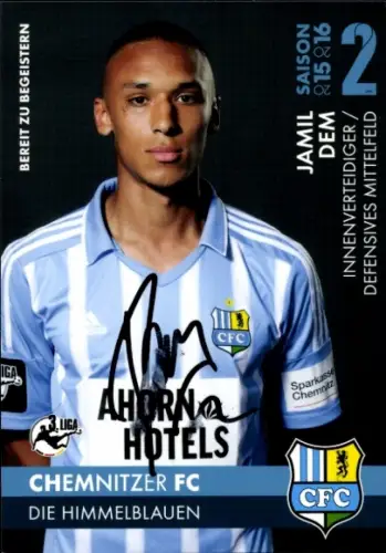 Autogrammkarte Fußballer Jamil Dem, Chemnitzer FC, Autogramm