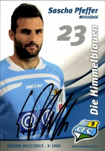 Autogrammkarte Fußballer Sascha Pfeffer, Chemnitzer FC, Autogramm
