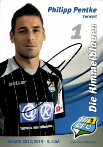 Autogrammkarte Fußballer Philipp Pentke, Chemnitzer FC, Autogramm