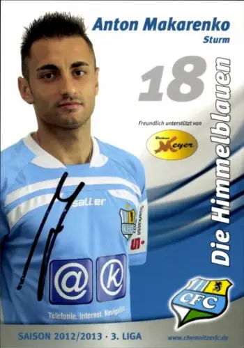 Autogrammkarte Fußballer Anton Makarenko, Chemnitzer FC, Autogramm
