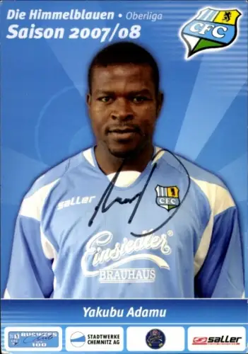Autogrammkarte Fußballer Yakubu Adamu, Chemnitzer FC, Autogramm