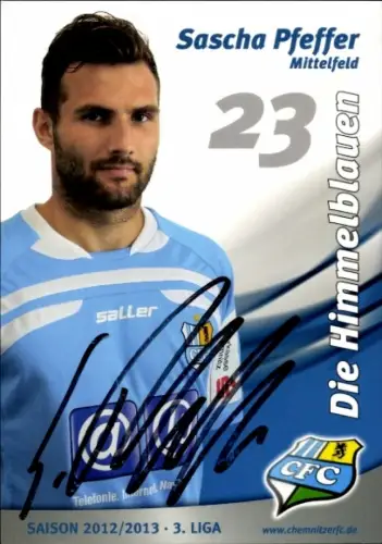 Autogrammkarte Fußballer Sascha Pfeffer, Chemnitzer FC, Autogramm