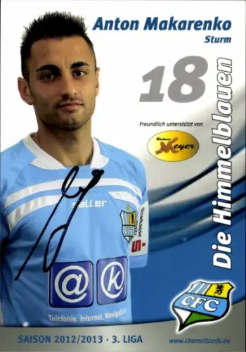 Autogrammkarte Fußballer Anton Makarenko, Chemnitzer FC, Autogramm