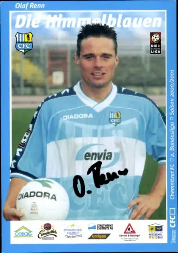 Autogrammkarte Fußballer Olaf Renn, Chemnitzer FC, Autogramm