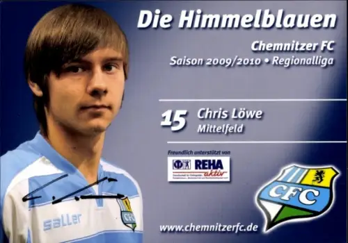 Autogrammkarte Fußballer Chris Löwe, Chemnitzer FC, Autogramm