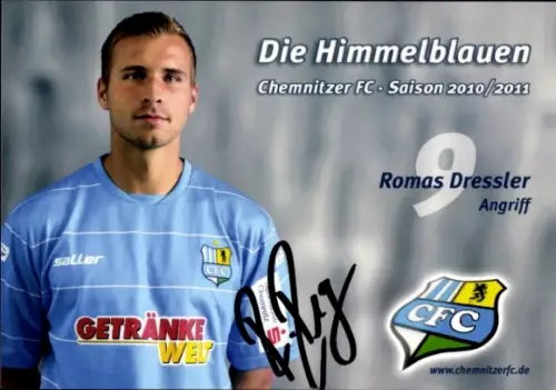 Autogrammkarte Fußballer Romas Dressler, Chemnitzer FC, Autogramm