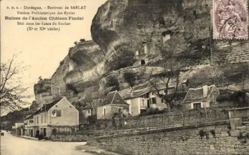 CPA Sarlat la Canéda Dordogne, Ruines de l'Ancien Château Féodal
