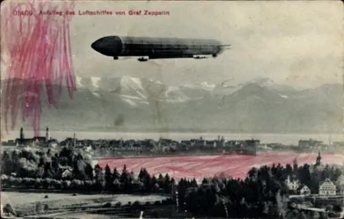 Ak Bodensee, Aufstieg des Luftschiffes von Graf Zeppelin
