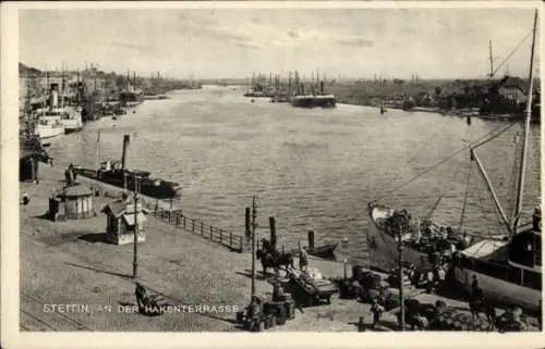 Ak Szczecin Stettin Pommern, An der Hakenterrasse