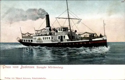 Ak Dampfer Württemberg auf dem Bodensee