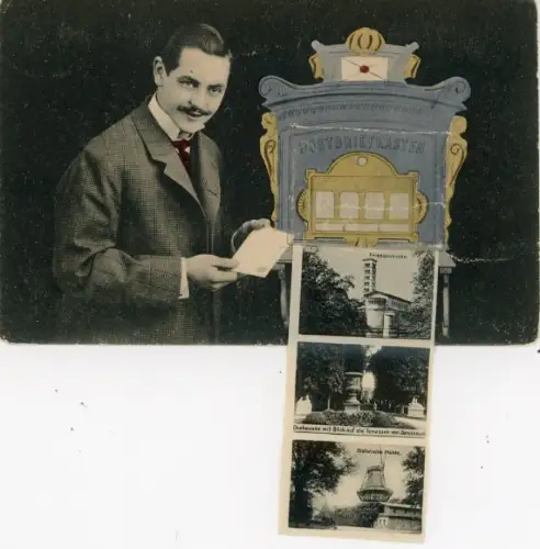 Leporello Ak Potsdam, Friedenskirche, Terrassen von Sanssouci, historische Mühle