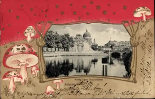 Passepartout Ak Potsdam, Königliches Stadtschloss, Fliegenpilze
