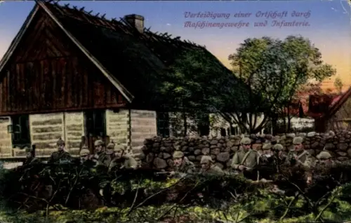 Ak Verteidigung einer Ortschaft durch Maschinengewehre und Infanterie
