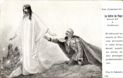 Künstler Ak Solomko, La lettre du Pape Benoit XV a Guillaume, Kaiser Wilhelm II, Jesus, Karikatur