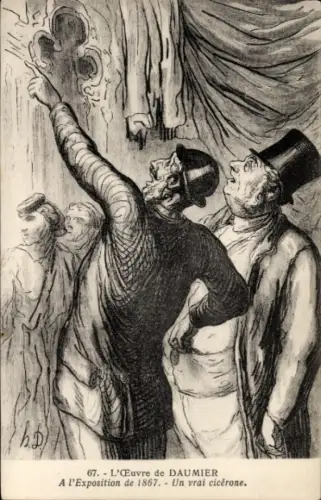 Künstler Ak Daumier, Un vrai cicérone, exposition de 1867