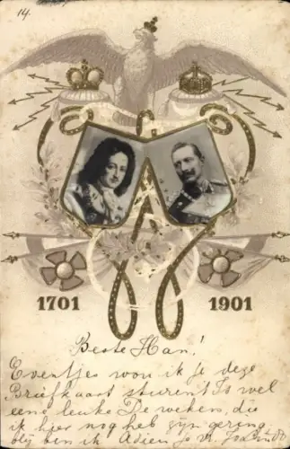 Relief Ak Königreich Preußen 1701-1901, Kaiser Wilhelm II, Friedrich I