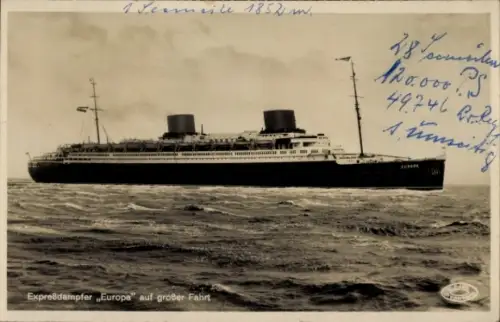 Ak Dampfer Europa, Norddeutscher Lloyd Bremen, Expressdampfer