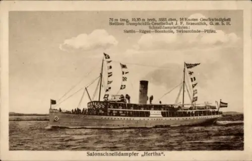 Ak Salonschnelldampfer Hertha,Spree Havel Dampfschiffahrts Gesellschaft Stern