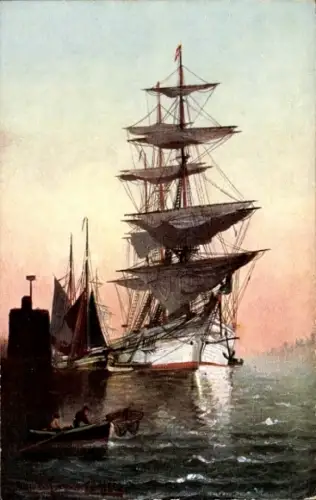 Künstler Ak Nister, Ernest, Dreimaster vor Anker