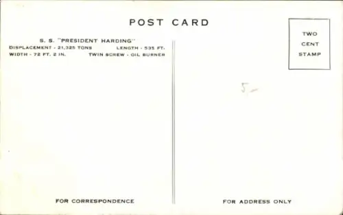 Ak Steamer SS President Harding, United States Lines, USL